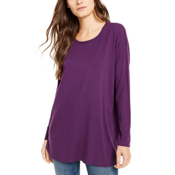 Eileen Fisher Petite Raisin Purple Scoop Neck - Picture 1 of 7